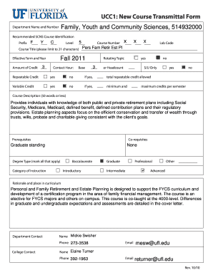 UCC1: New Course Transmittal Form s - Fora - University of Florida