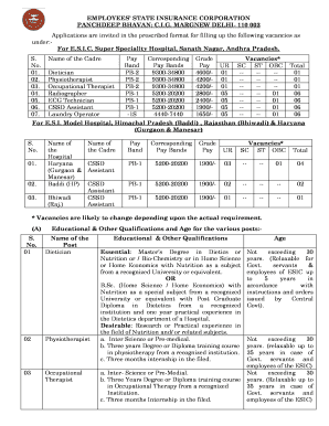 ESIC Recruitment Application Form