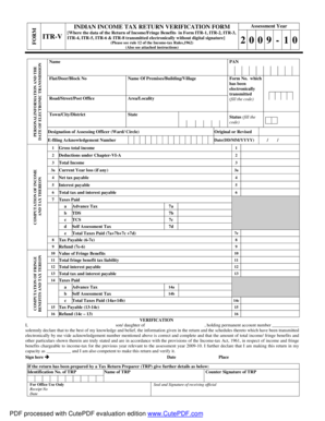Indian Income Tax Return Verification Form ITR-V