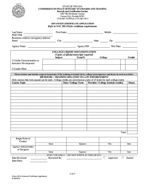 AD-06 Advanced Certificate Application - NV POST - State of Nevada