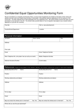 Confidential Equal Opportunities Monitoring Form