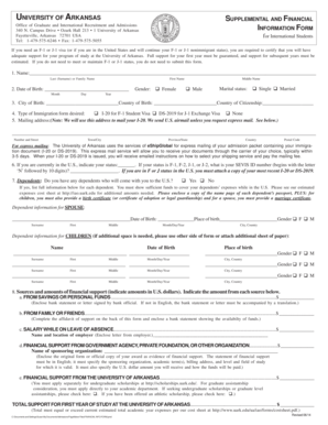 University of Arkansas Financial Information Form