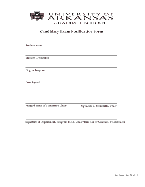Candidacy Exam Notification Form
