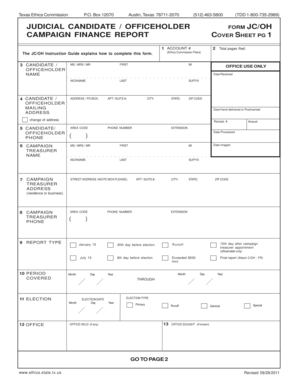 Texas Judicial Candidate Officeholder Form JC/OH