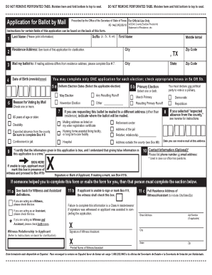 Texas Application for Ballot by Mail