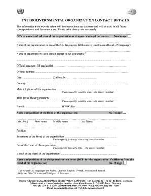 Intergovernmental Organization Contact Details Form