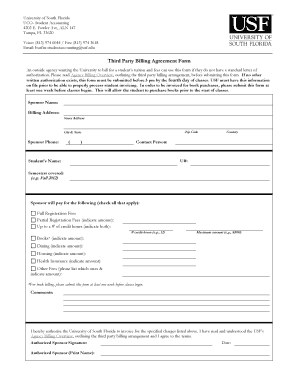 Third Party Billing Agreement Form - University of South Florida - usfweb2 usf