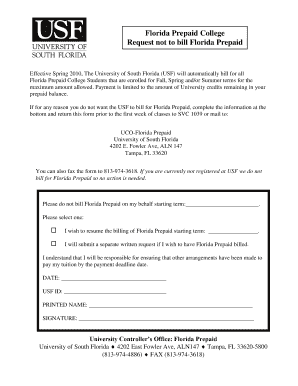 Florida Prepaid College Billing Request