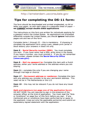 Tips for completing the DS-11 form: - photos state