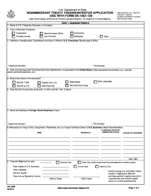 US Nonimmigrant Treaty Trader/Investor Visa Application