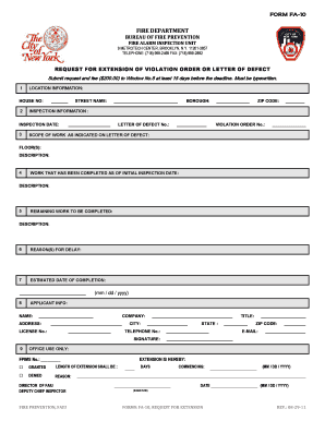 Fire Alarm Inspection Extension Request Form