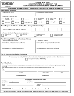 IRS Form W-9 Request for Taxpayer Identification Number