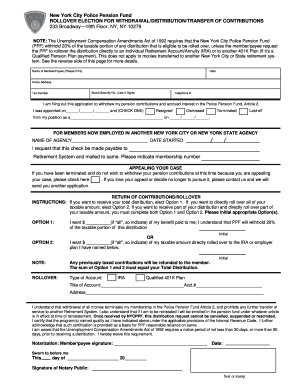 New York City Police Pension Fund Rollover Election