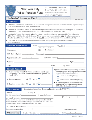 New York City Police Pension Fund Refund of Excess Form