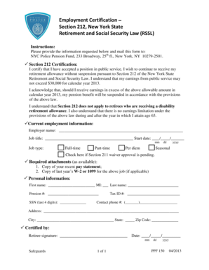 New York State Section 212 Certification Form