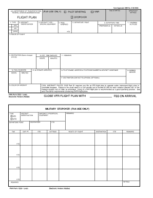 FAA Flight Plan Form 7233-1