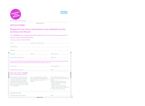 NHS Summary Care Record Opt-Out Form