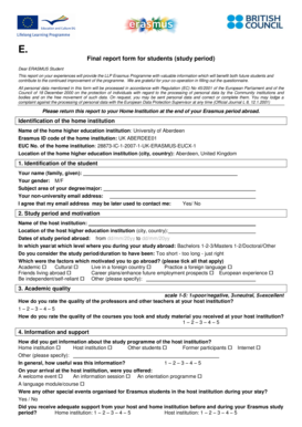 ERASMUS Student Final Report Form