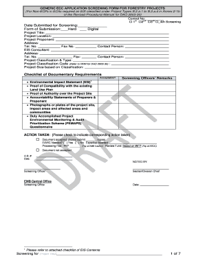 Generic ECC Application Screening Form for Forestry Projects