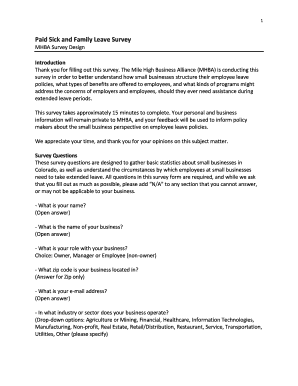 Paid Sick and Family Leave Survey