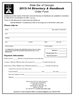 State Bar of Georgia Directory Order Form