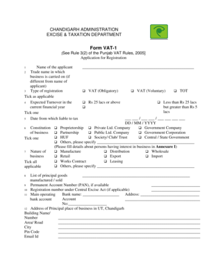 Punjab VAT-1 Registration Application