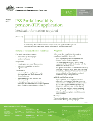 Partial Invalidity Pension Medical Assessment Form
