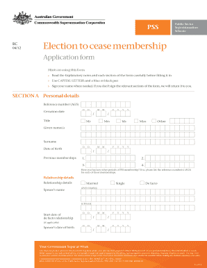 PSS Election to Cease Membership Form