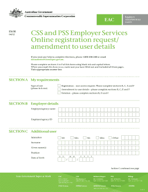 CSS and PSS Employer Services Registration Form