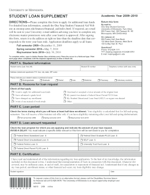Student Loan Supplement Form