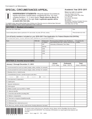 Independent Student Special Circumstances Appeal Form