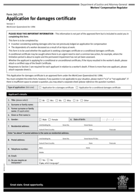 Queensland Application for Damages Certificate