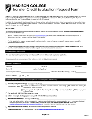 Madison College Transfer Credit Evaluation Request Form