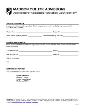 Madison College Admissions Counselor Form