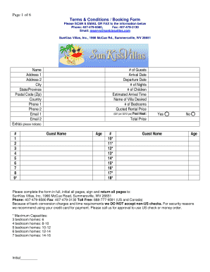 SunKiss Villas Booking Form