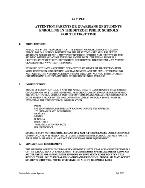 Detroit Public Schools Enrollment Form