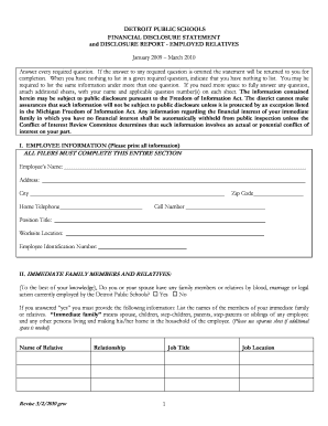 Detroit Public Schools Financial Disclosure Statement