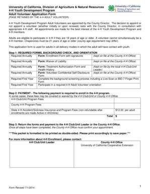 4-H Adult Volunteer Application Form
