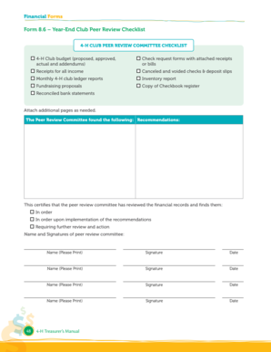 4-H Club Peer Review Checklist