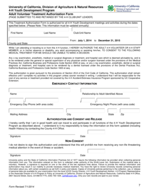 4-H Youth Development Treatment Authorization Form