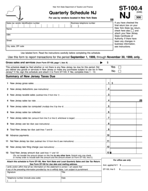 New York State Quarterly Schedule NJ