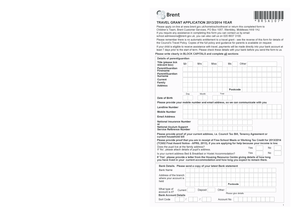 Brent Travel Grant Application 2013/2014