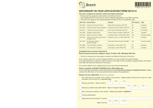 Secondary In Year Application Form 2013/14