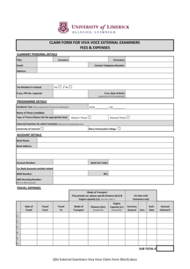 Contoh claim form - Fees & expenses claim form for viva voce external examiners - www2 ul