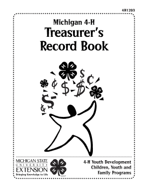 Michigan 4-H Treasurer’s Record Book