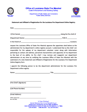 Affidavit for certificate of title correction - LAFD Online Registry Admin Affidavit Form (PDF) - Louisiana Office ... - sfm dps louisiana