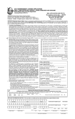 North Dakota Nonresident Small Game-Waterfowl License Application