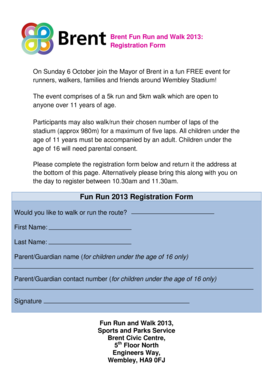 Brent Fun Run and Walk 2013 Registration Form