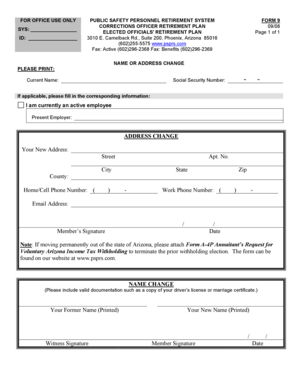 Arizona Public Safety Personnel Retirement System Form 9