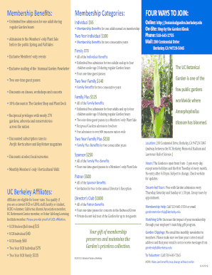 UC Botanical Garden Membership Application